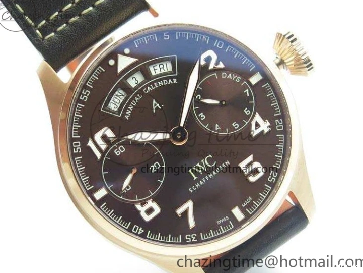 MIROTIME 0202 Popular Big Pilot Real PR IW502706 RG YLF 1:1 Best Edition Brown Dial On Calfskin Strap A 7223